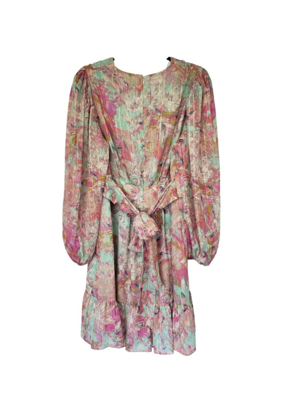 Alex Marie Simone V Neck Long Sleeve Dress Pink Teal Floral Wedding Guest Spring - Picture 10 of 12